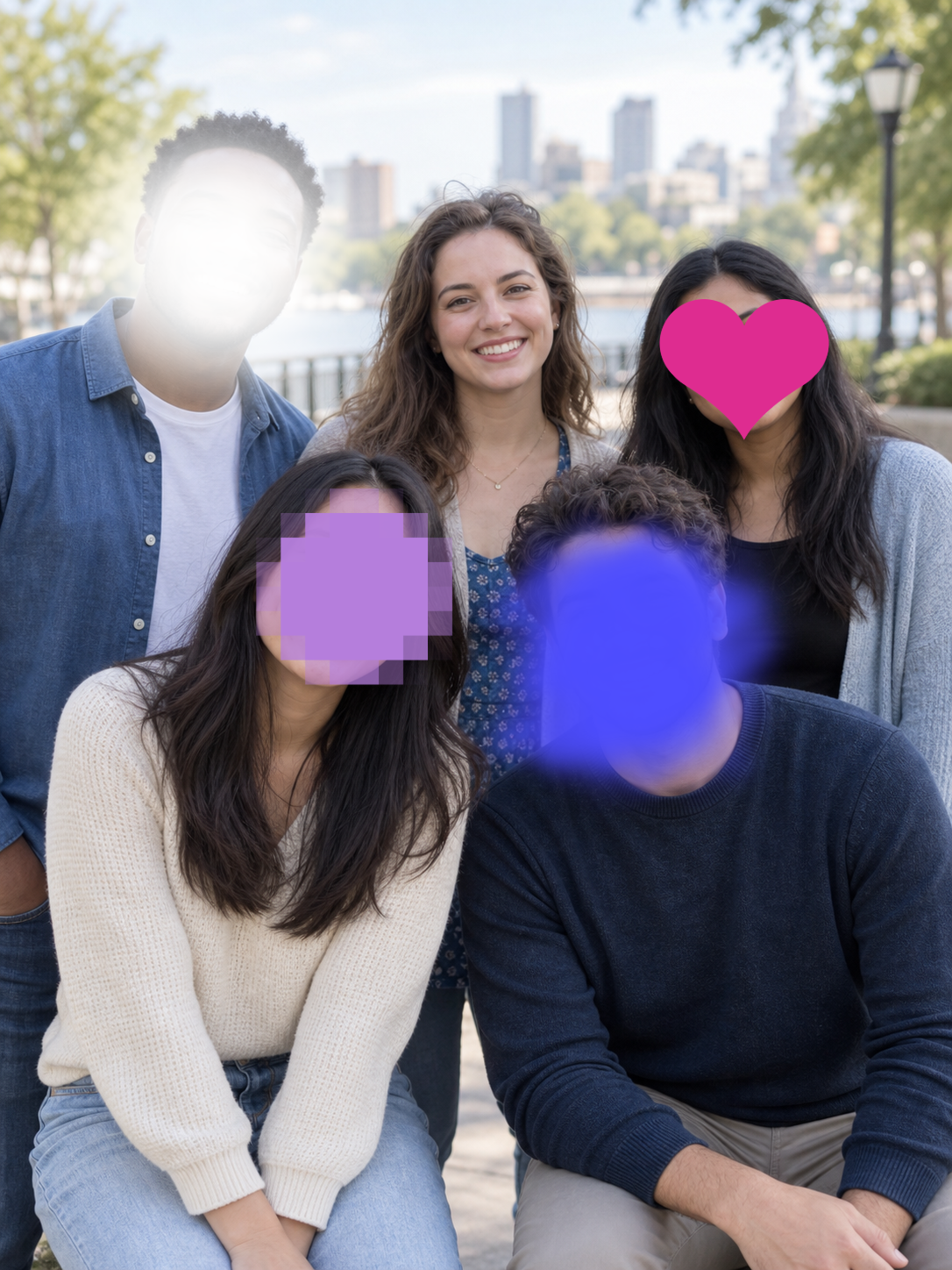 A face covered with a heart sticker