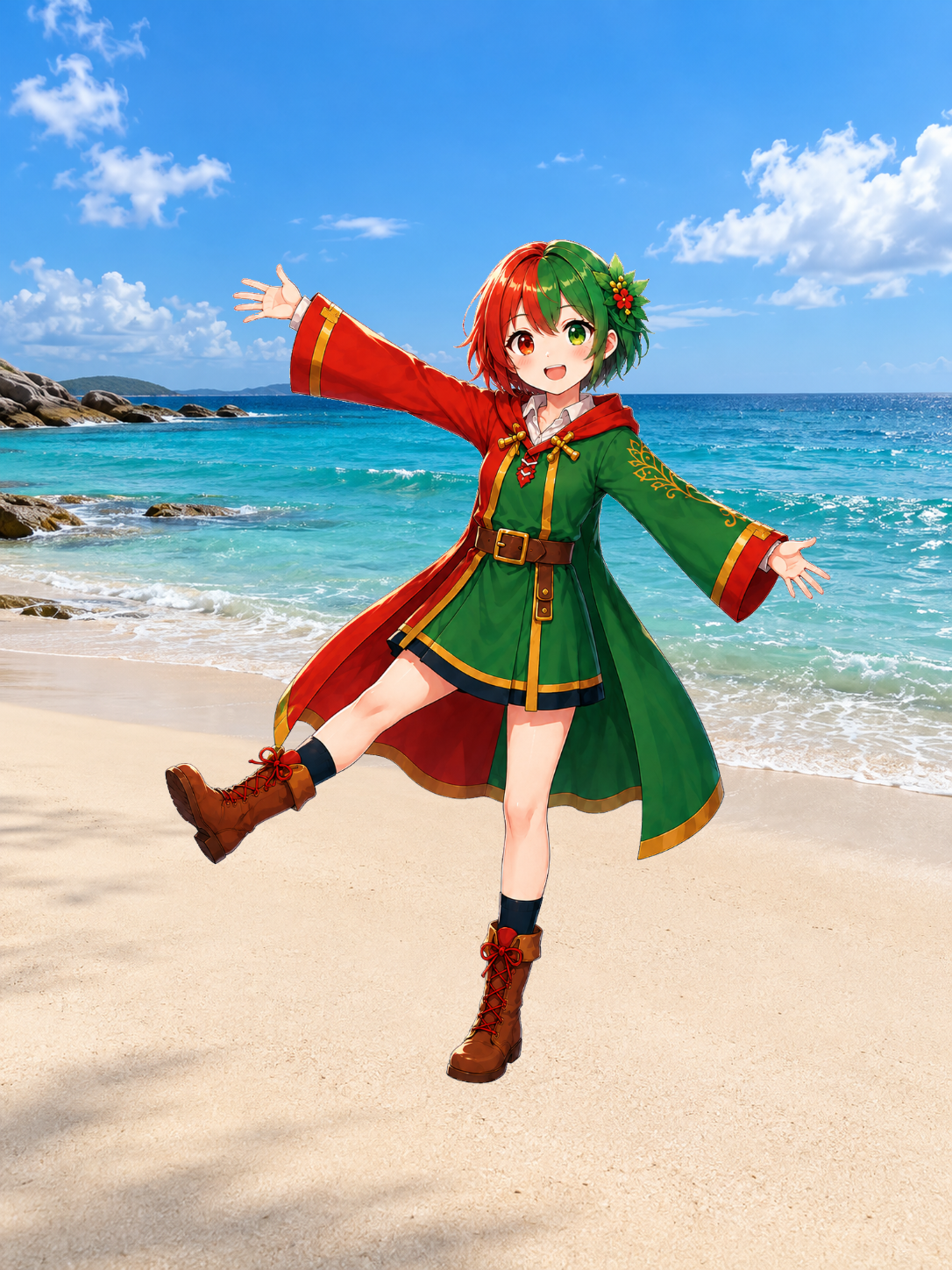 An avatar added to a seaside photo