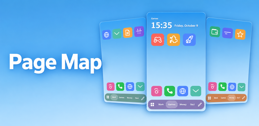Page Map screens showing named pages and page navigation