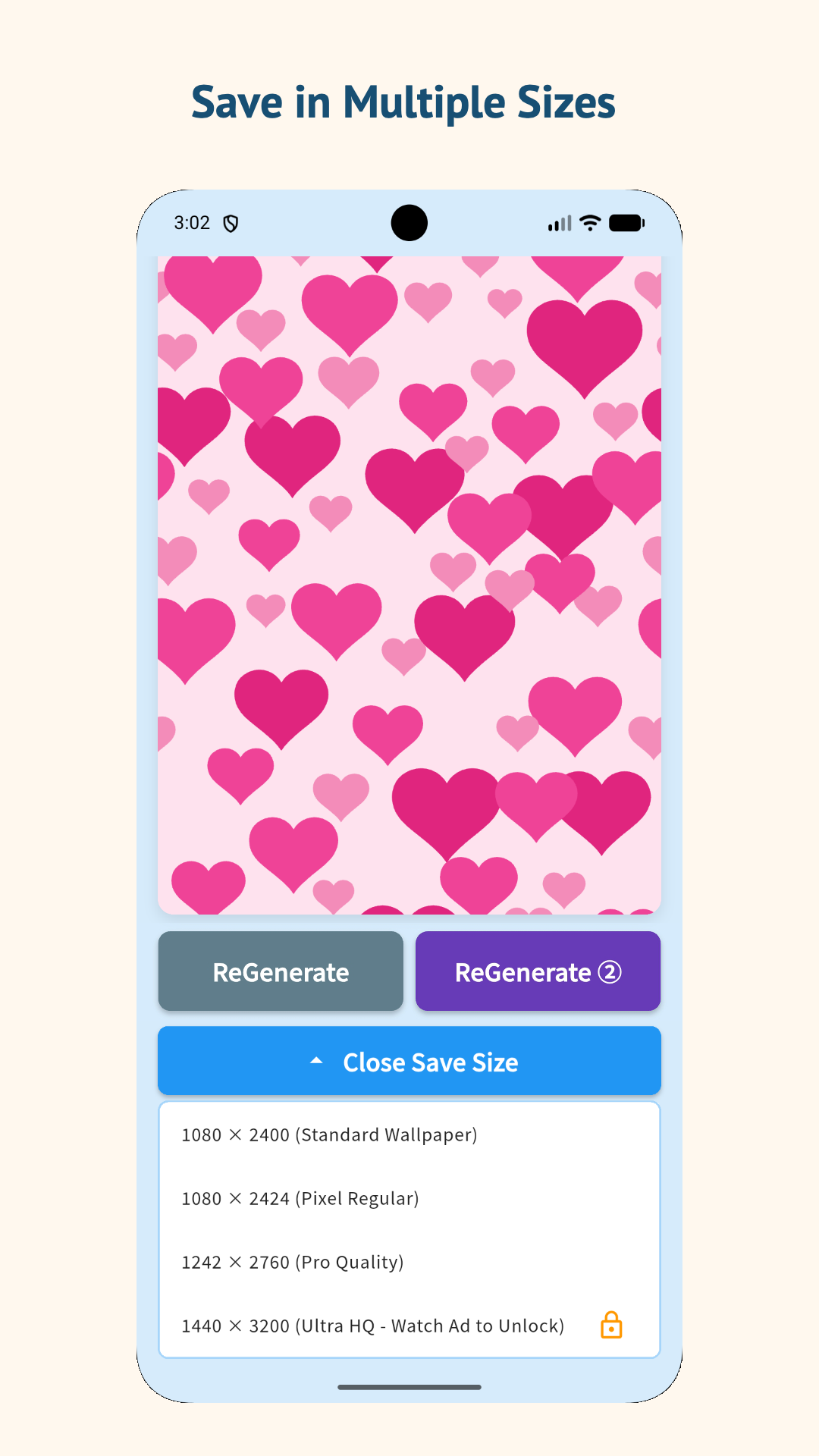 Multiple wallpaper sizes in the Suit Camo Maker save screen